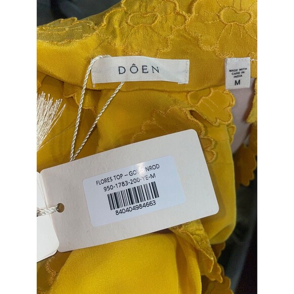 Doen Women’s Flores Silk Cami Top size M NWT Yellow Romantic Boho Retro - Picture 8 of 9